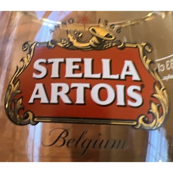 STELLA ARTOIS Limited Edition Drinking Glass Chalice 33cl Gold Rimmed Set Of 2 - Picture 5 of 8